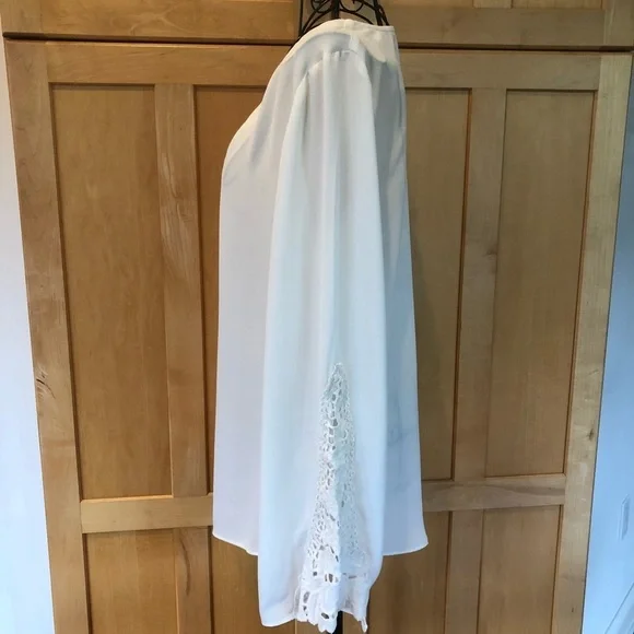 Cato semi sheer cream white lace long sleeve Top S - Picture 3 of 7